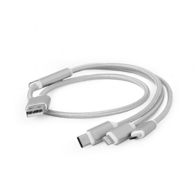 Prepojovací kábel USB 2.0 samec/Micro USB 2.0 + APPLE Lightning + USB Type C