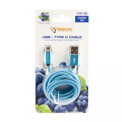 SBOX USB-TYPEC-15BL Prepojovací kábel USB 2.0/USB 2.0 Type C 1,5m modrý